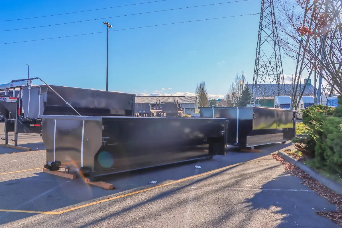 Roll-off dumpster ready for waste disposal at job site for Estate Cleanout Dumpster Rental in Montclair